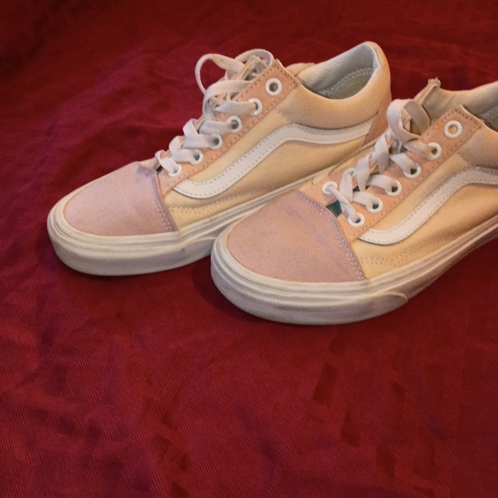 Vans Light Pink and White Casual Sneakers